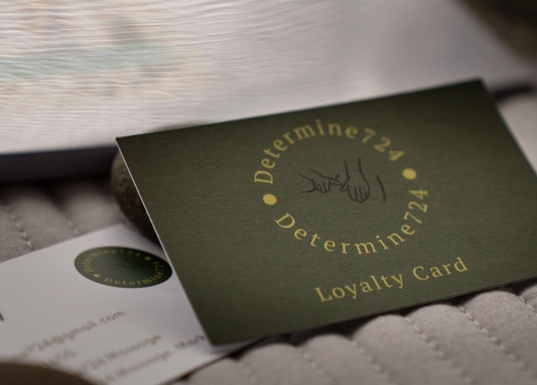 Determine724 Massage loyalty card at Holme-on-spalding-moor, England, GB promoting customer rewards.