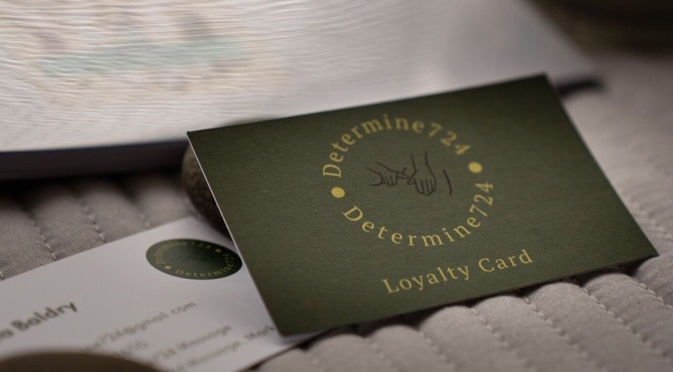 Determine724 Massage loyalty card at Holme-on-spalding-moor, England, GB promoting customer rewards.