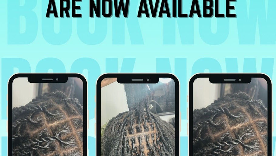 Intricate braids displayed on screens at pmhairlounge, London, England, GB. Book your style today!