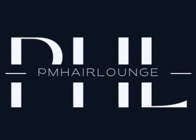 pmhairlounge logo with modern design, located in London, England, GB, showcasing elegance and style.