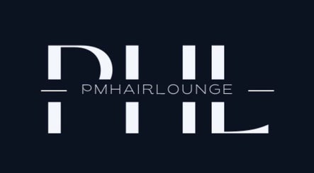 pmhairlounge logo with modern design, located in London, England, GB, showcasing elegance and style.