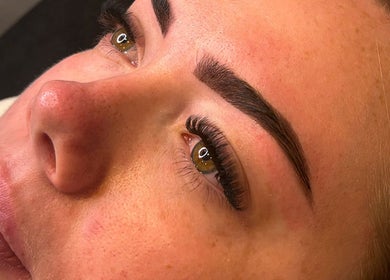 Close-up of professionally done eyelashes at Get Lashed with Ab, Basildon, England, GB.