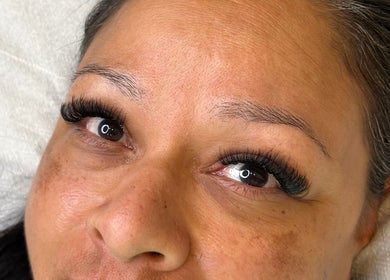 Close-up of expertly applied lashes at Get Lashed with Ab in Basildon, England, GB.