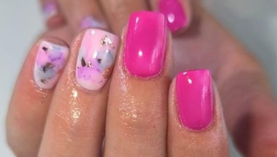Vibrant pink and marble nails at Classic Touch- Skincare & Nail Clinic, Rustenburg, North West, ZA.