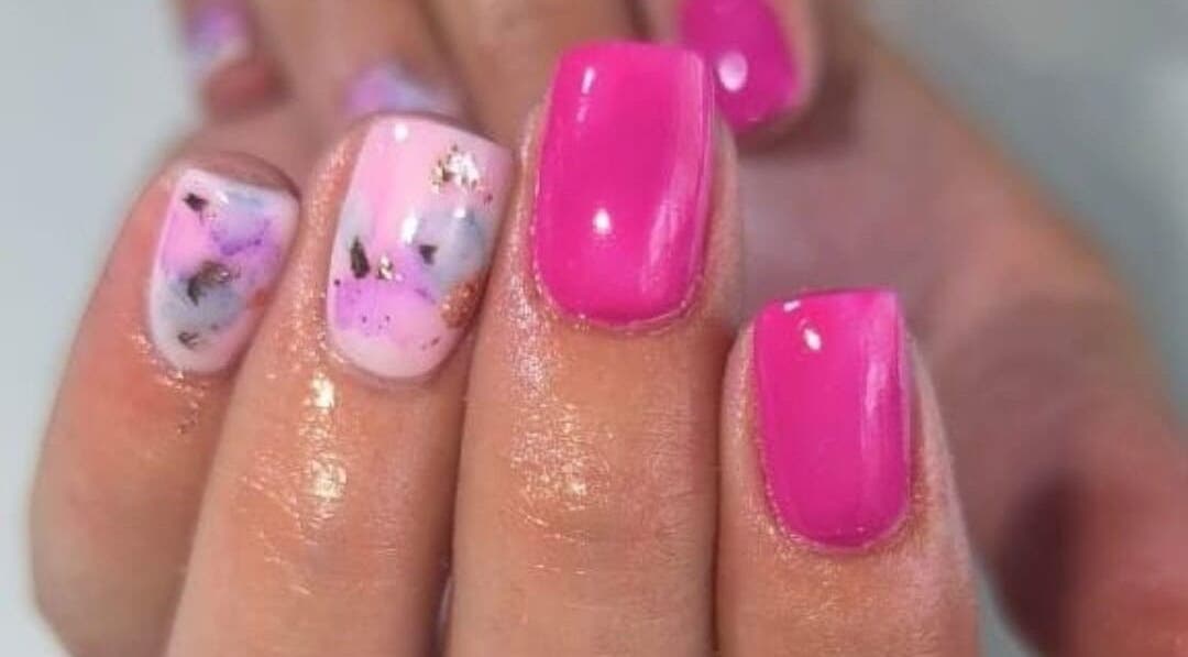 Vibrant pink and marble nails at Classic Touch- Skincare & Nail Clinic, Rustenburg, North West, ZA.