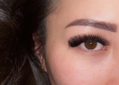 Close-up of expertly styled lashes at 22 Nail Bar, Richmond, British Columbia, CA.