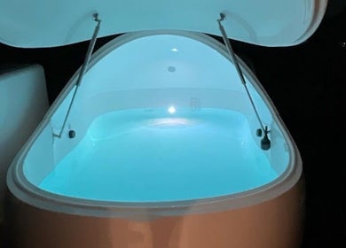 Relaxing float pod at Balance + Me in Denton, England, GB offering a serene wellness experience.