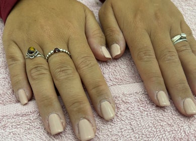 Neutral manicure at Holly Chantelle Beauty, Newton Abbot, England, GB. Simple elegance redefined.