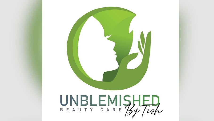 Logo of Unblemished by Tish, a beauty care venue in South Hill, AI, featuring a green silhouette design.