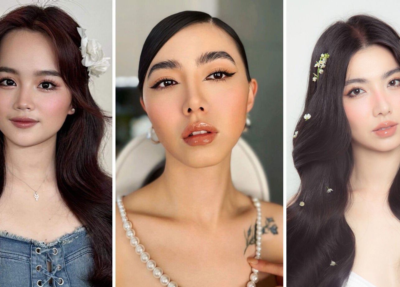 Three women with elegant hairstyles at Something Beauty House, Sydney, New South Wales, AU.
