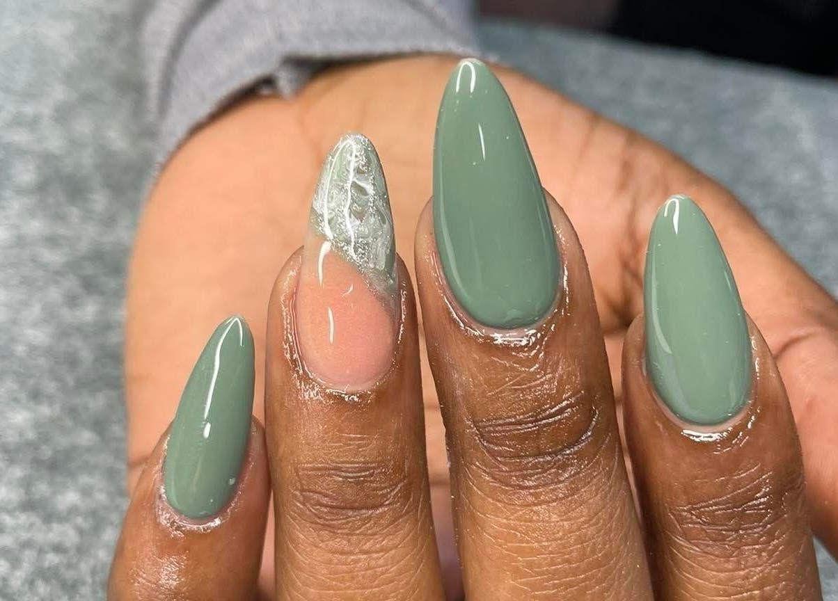 Stylish green nails at Hair, Nails and Beauty Studio, Centurion, Gauteng, ZA showcase elegant nail artistry.