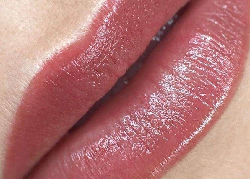 Glossy pink lips enhanced at Brow Lab by Anna/Ely, Ely, England, GB.