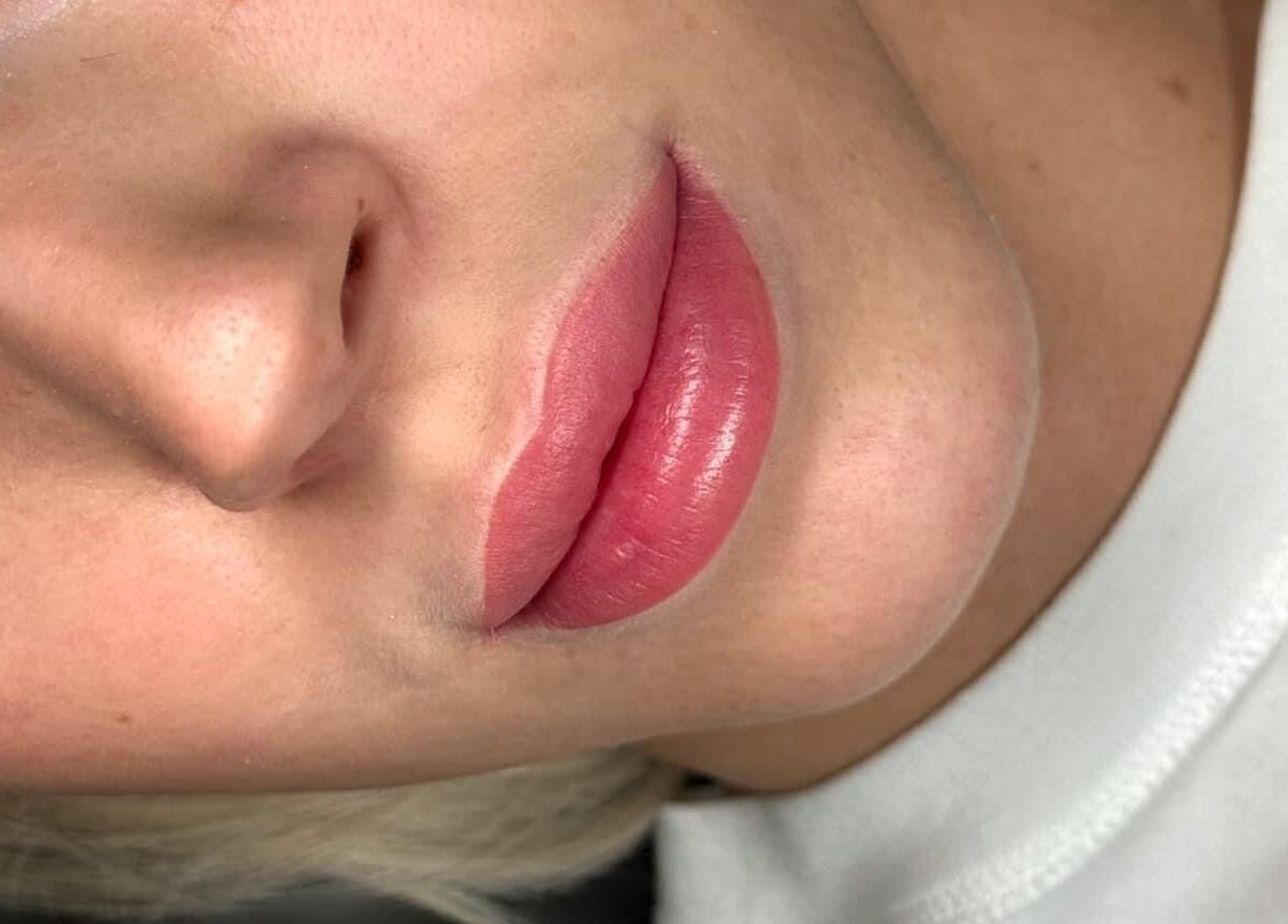Close-up of enhanced lips at Êlevê Aesthetics & Brow Lab by Anna Bury St Edmunds, Bury St Edmunds, England, GB.