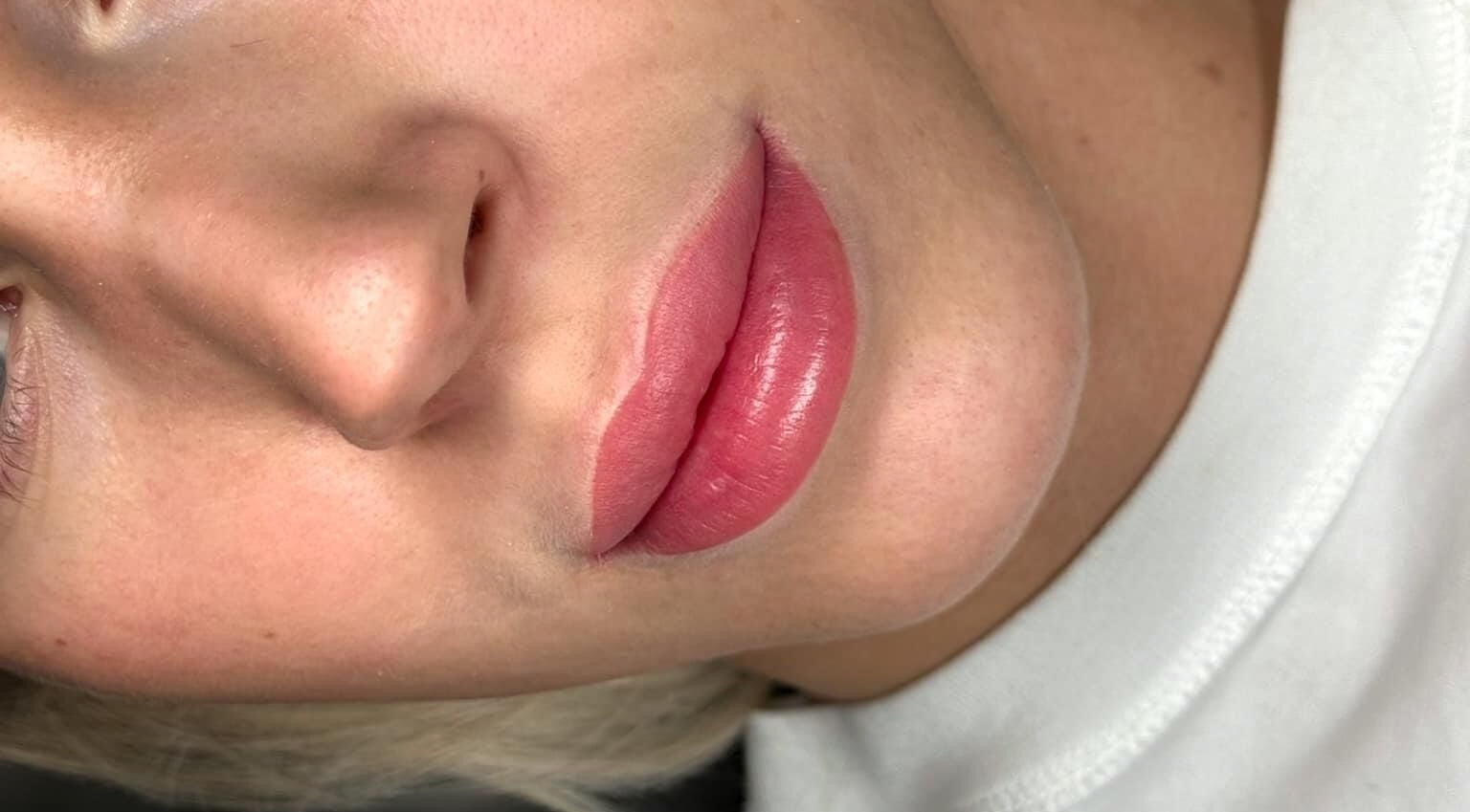 Close-up of enhanced lips at Êlevê Aesthetics & Brow Lab by Anna Bury St Edmunds, Bury St Edmunds, England, GB.