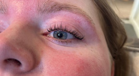 Close-up of freshly done eyelashes at Beauty By Emily May, Tibshelf, England, GB.