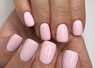 Elegant pink manicured nails at KC Beauty Room, Peterborough, England, GB.