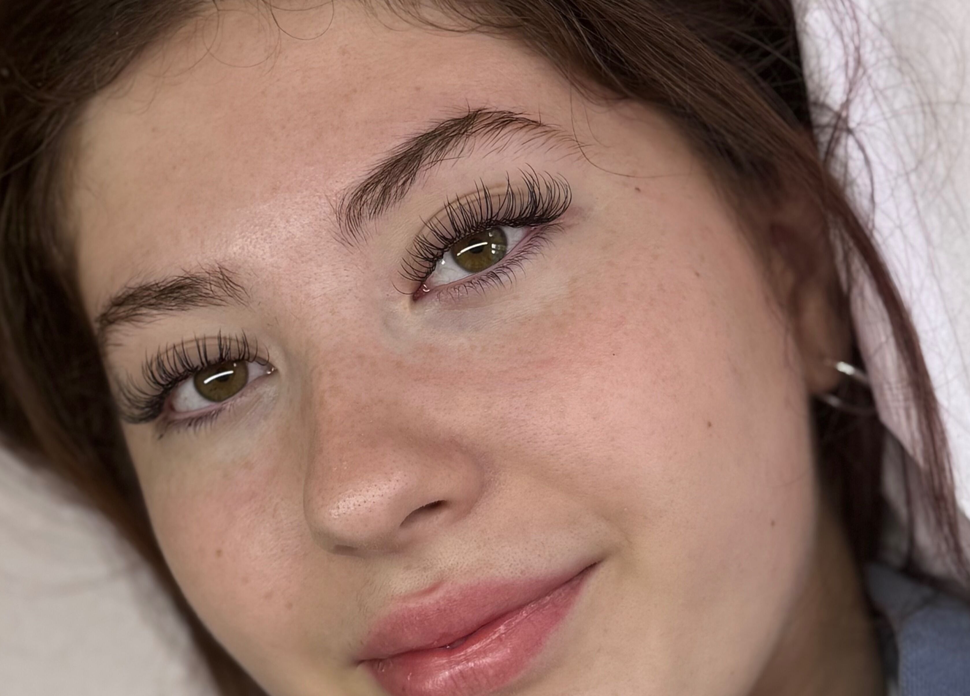 Model showcasing elegant lashes at Daisy Lee Lashes and Brows, Bingley, England, GB.