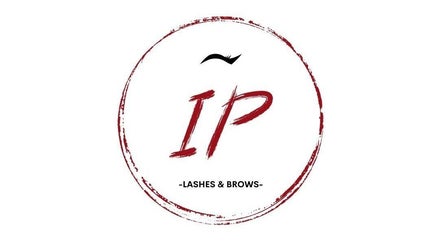 IP Lashes logo featuring stylish red lettering in London, England, GB for beauty and wellness services.