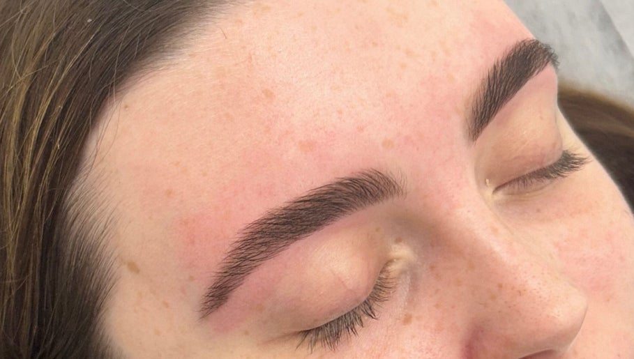 Close-up of freshly styled eyebrows at The Creative Beauty Studio, Harlow, England, GB.