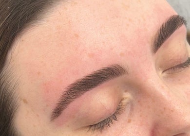 Close-up of freshly styled eyebrows at The Creative Beauty Studio, Harlow, England, GB.