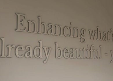 Inspiring wall quote at Beauty Bar By Hattie, Wallingford, England, GB enhancing beauty.