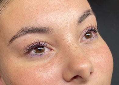 Closeup of enhanced lashes at Lara Beauty Collective, Randwick, New South Wales, AU.