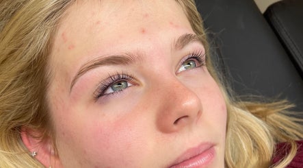 Close-up of a woman's rejuvenated skin and lashes at Lara Beauty Collective, Randwick, New South Wales, AU.