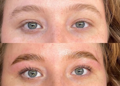 Before and after of eyebrow treatment at Lara Beauty Collective, Randwick, New South Wales, AU.