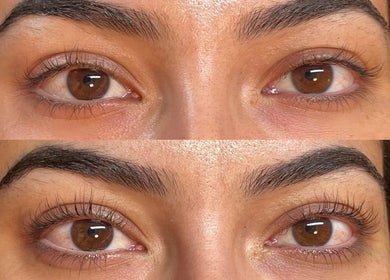 Before and after lash lift at Lara Beauty Collective, Randwick, New South Wales, AU.