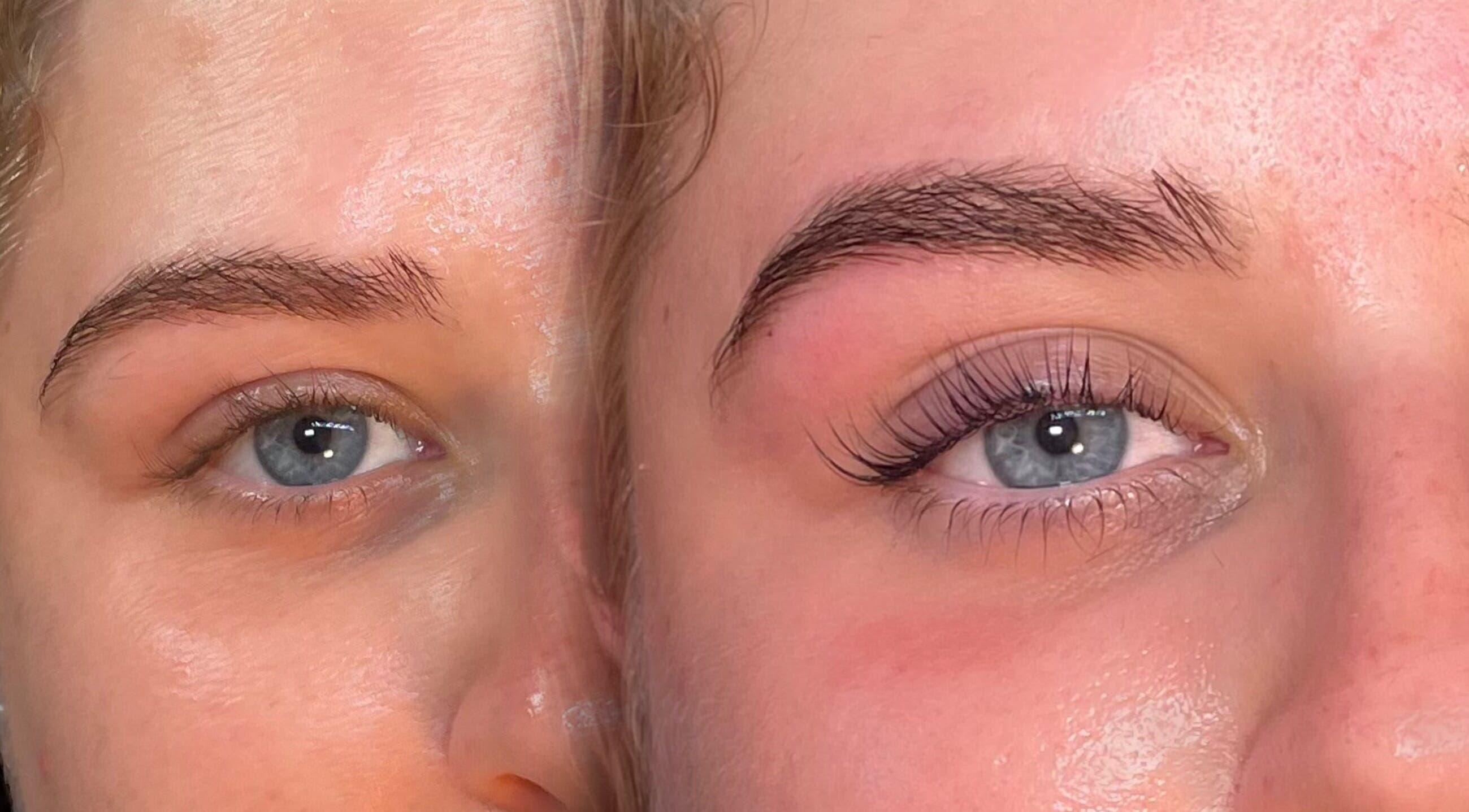 Lash transformation at Lara Beauty Collective in Randwick, New South Wales, AU, showcasing before-and-after results.