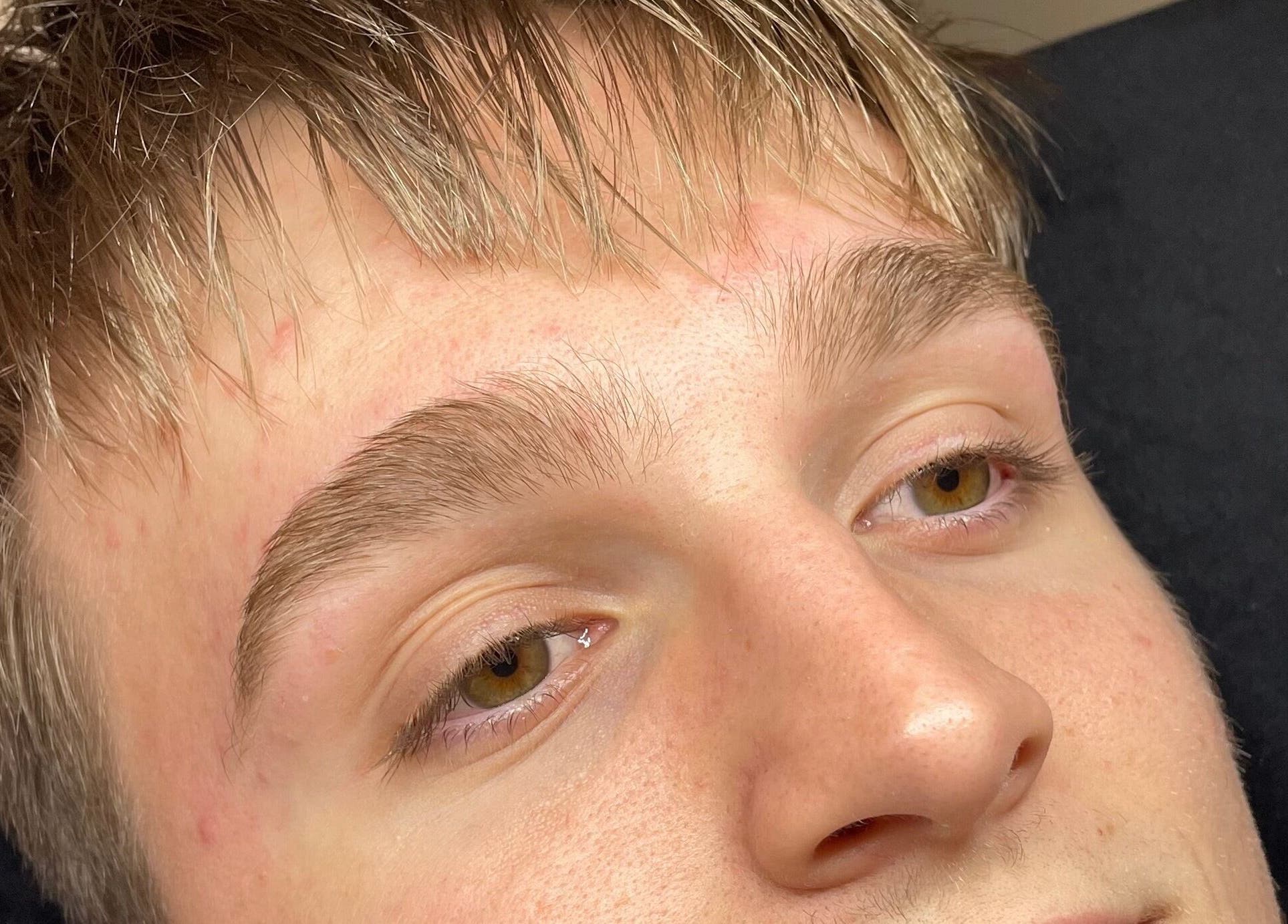 Close-up of expertly groomed brows at Lara Beauty Collective, Randwick, New South Wales, AU.