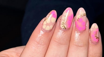 Stylish floral nail design at Beauty Bliss By Becca, Annan, Scotland, GB.