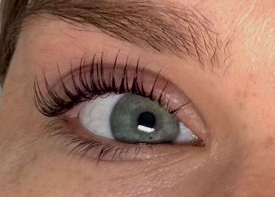 Close-up of eye with lush eyelashes at Beauty Bliss By Becca, Annan, Scotland, GB.