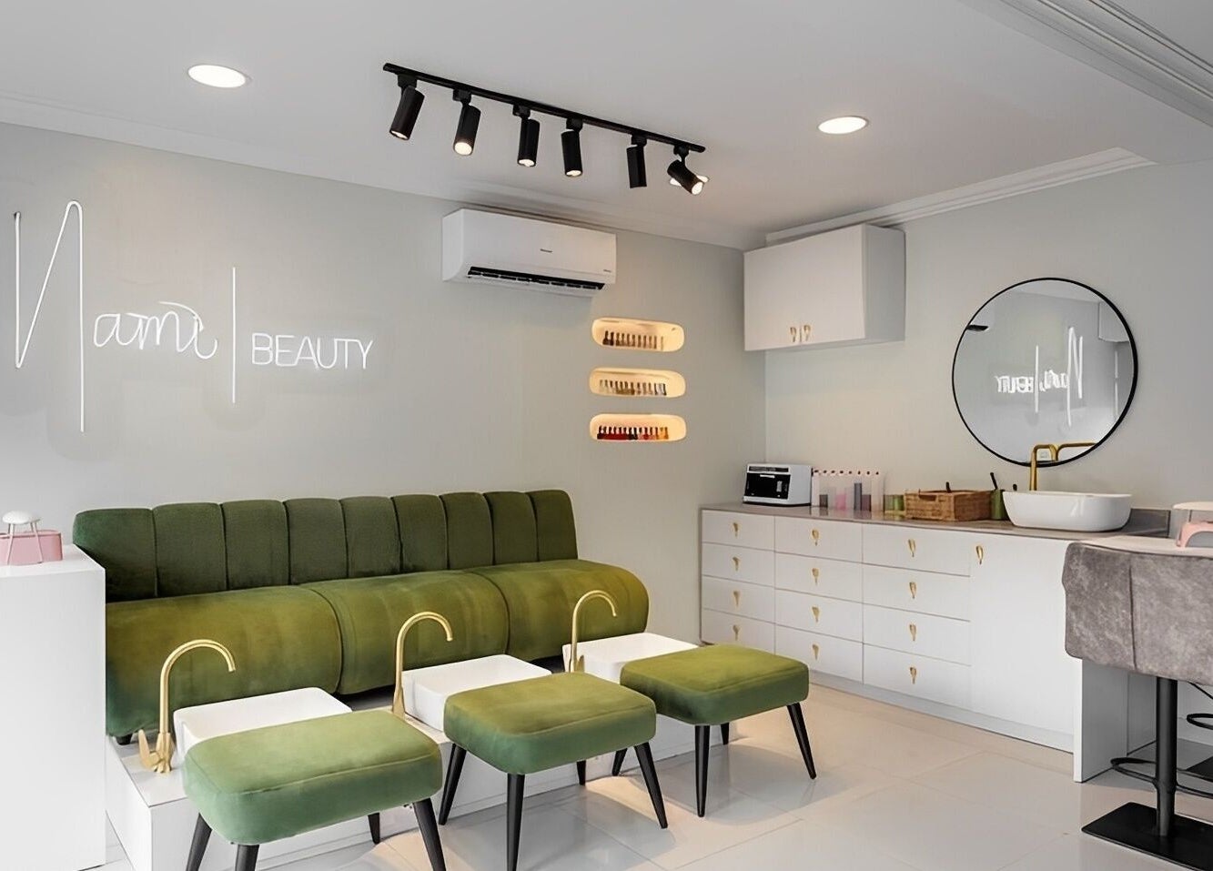 Elegant interior of Nami Lagos beauty salon, Lagos, Lagos, NG, featuring a modern sitting area.