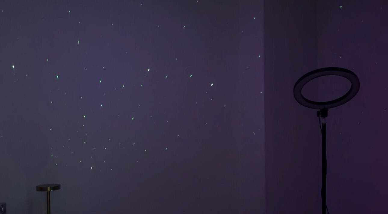 Serene starry night ambiance at Bellas Glow Beauty in London, England, GB, featuring a ring light setup.