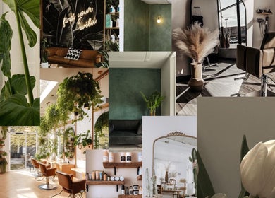Serene interior of Wild Roots Studio in Easley, South Carolina, US, filled with plants and elegant décor.