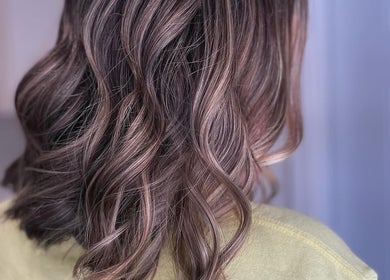 Stylish wavy hair in lavender hue at Wild Roots Studio, Easley, South Carolina, US.