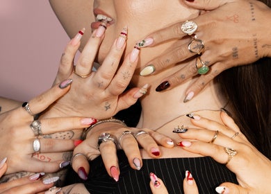 Decorative nail art and rings showcased by Gel By Jayde at Melbourne, Victoria, AU.