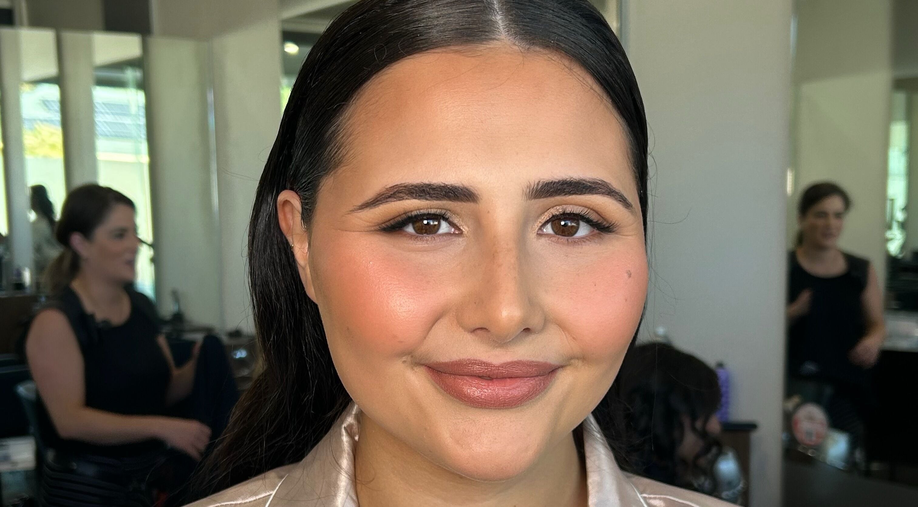 Client with flawless makeup at Charlotte J. Artistry, Brighton, South Australia, AU studio.