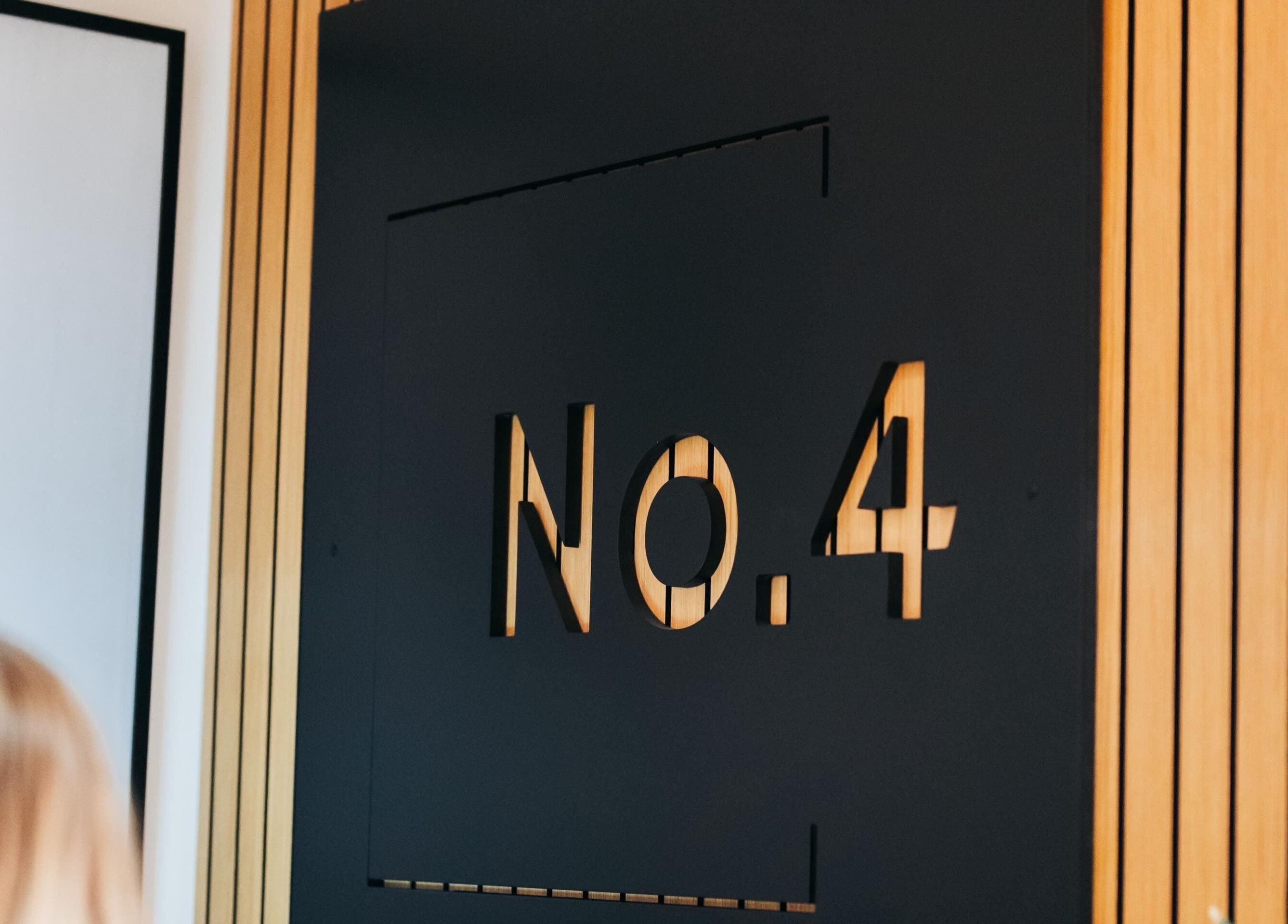 Modern No.4 West Bridgford sign, enhancing venue's stylish appeal in West Bridgford, England, GB.