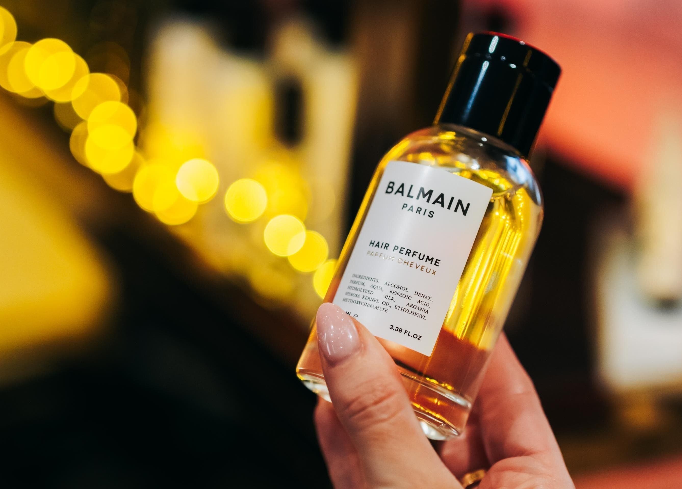 Balmain hair perfume at No.4 West Bridgford, West Bridgford, England, GB, illuminated with warm lighting.