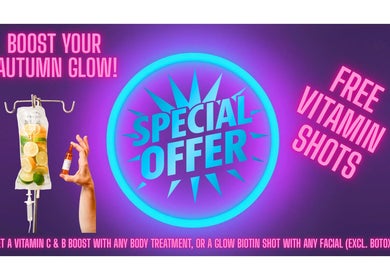 Special offer on vitamin shots at Birch Barn Therapies, Castlethorpe, England. Boost your autumn glow today!