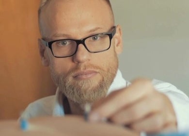 Therapist performing acupuncture at Birch Barn Therapies in Castlethorpe, England, GB.