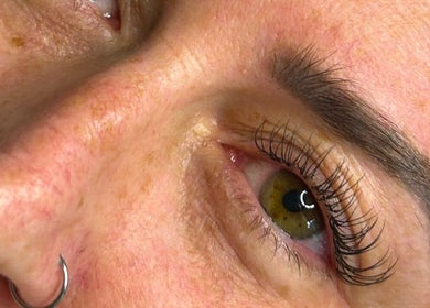 Close-up of enhanced lashes at Izzy’s Beauty Room, Gloucester, England, GB, showcasing professional beauty care.