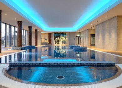 Luxurious indoor pool at Spa Sanctuary at Manor House Country Hotel, Enniskillen, Northern Ireland, GB.
