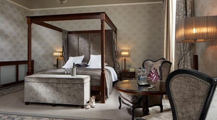 Elegant bedroom at Spa Sanctuary at Manor House Country Hotel, Enniskillen, Northern Ireland, GB.
