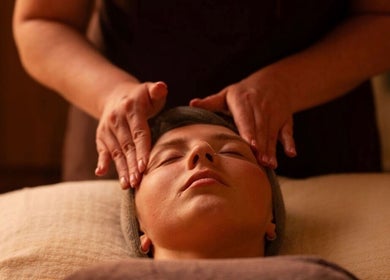 Relaxing facial massage at Spa Sanctuary at Manor House Country Hotel, Enniskillen, Northern Ireland, GB.