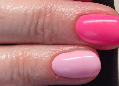 Fresh pink manicured nails at Nails with Love, Willenhall, England, GB.