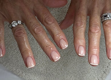 Elegant manicure with classic French tips at Fabulous Nails, Melbourne, Victoria, AU.