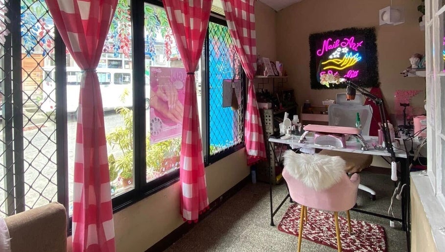 Interior of Bling On Me Nail Art Studio, Tayabas, Calabarzon, PH, showcasing a cozy, vibrant workspace.
